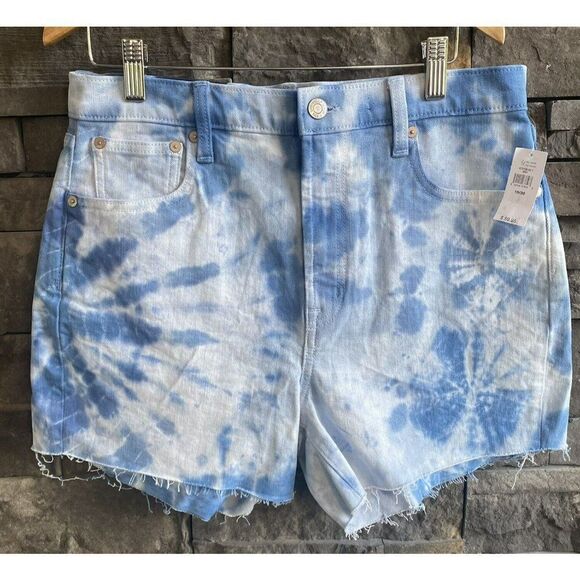 Gap High Rise‎ 4” Short Tie Dye Blue Denim Womens Size 10 - Picture 1 of 5